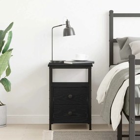 vidaXL Κομοδίνο Μαύρο Δρυς 34x35,5x50 εκ. από Τεχνητό Ξύλο