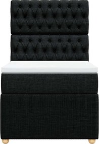 vidaXL Κρεβάτι Boxspring με Στρώμα Μαύρο 90x190 εκ.Υφασμάτινο