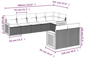 vidaXL Σαλόνι Κήπου Σετ 8 τεμ. Μπεζ Συνθετικό Ρατάν με Μαξιλάρια