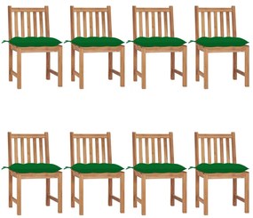 vidaXL Καρέκλες Κήπου 8 τεμάχια από Μασίφ Ξύλο Teak με Μαξιλάρια