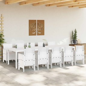 vidaXL Σέτ φαγητού για κήπο 11 pcs Λευκό και ταμπά Συνθετική ρατάν