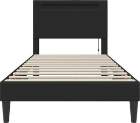 vidaXL Σκελετός Κρεβατιού Μαύρο 90 x 190 cm Τεχνητό Δέρμα