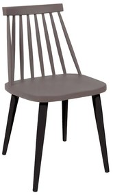LAVIDA Καρέκλα Τραπεζαρίας Κουζίνας, Μέταλλο Βαφή Μαύρο, PP Sand Beige -  43x48x77cm