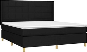 vidaXL Κρεβάτι Boxspring με Στρώμα Μαύρο 180x200 εκ. Υφασμάτινο