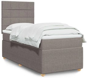 vidaXL Κρεβάτι Boxspring με Στρώμα Taupe 90x200 εκ. Υφασμάτινο