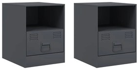 vidaXL Κομοδίνα 2 τεμ. Ανθρακί 34,5 x 39 x 44 εκ. από Χάλυβα