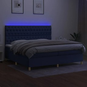 ΚΡΕΒΑΤΙ BOXSPRING ΜΕ ΣΤΡΩΜΑ &amp; LED ΜΠΛΕ 200X200 ΕΚ. ΥΦΑΣΜΑΤΙΝΟ 3135707