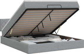 vidaXL Κρεβάτι Ottoman με στρώμα Ανοιχτό γκρι 140 x 190 cm Ύφασμα