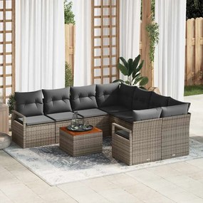 vidaXL Σετ Καναπέ Κήπου 9 pcs Γκρι