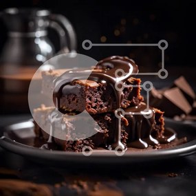 Intra Συλλεκτικό Ξύλινο Παζλ Plywood  4mm - Λαχταριστά Brownies σοκολάτας με πλούσια σάλτσα σοκολάτας Σε Ξύλινο Κουτί - Διαστάσεις: 10x10 cm – 25 κομμάτια