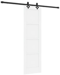 vidaXL Συρόμενη Πόρτα με Σετ Εξαρτημάτων Λευκή 61x198.5 εκ Συμπαγές Ξύλο Πεύκου