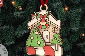 Σετ των 3 Intra απο ξύλο plywood 3mm-4mm πάχος - Κόψιμο με λέιζερ στολίδι Χριστουγεννιάτικου Δέντρου Δίασταση 6x6 cm INTRAFABR-110833558