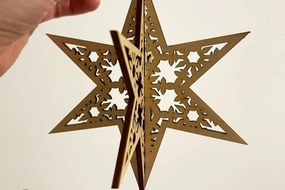 Σετ των 3 Intra απο ξύλο plywood 3mm-4mm πάχος Χριστουγεννιάτικο στολίδι αστεριών, πολλαπλών στρώσεων Δίασταση 3x3 cm INTRAFABR-83009658