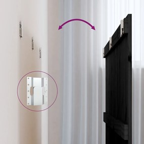vidaXL Κεφαλάρι Τοίχου Μαύρο 140 x 3 x 90 εκ. από Μασίφ Ξύλο Πεύκου
