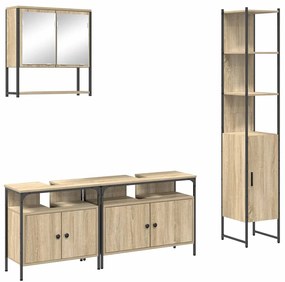vidaXL Σετ Επίπλων Μπάνιου με ράφι 4 pcs Sonoma Δρυς Μέγεθος: Μεσαίο