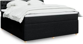 vidaXL Κρεβάτι Boxspring με Στρώμα Μαύρο 180x200 εκ. Υφασμάτινο