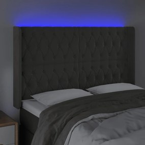 Κεφαλάρι Κρεβατιού LED Σκούρο Γκρι 163x16x118/128εκ. Βελούδινο 3124439