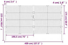 vidaXL Πύλη Κήπου Ανθρακί 400 x 175 εκ. Ατσάλινη