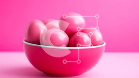 Intra Συλλεκτικό Ξύλινο Παζλ Plywood 4mm - Ροζ Πασχαλινά αυγά σε ένα μπολ στο τραπέζι Σε Ξύλινο Κουτί - Διαστάσεις: 10x10 cm – 25 κομμάτια