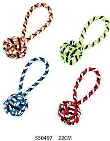 Υφασμάτινο παιχνίδι σκύλου σχοινί με μπάλα - 22cm - 12pcs - 550497