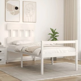 vidaXL Κρεβάτι Ηλικιωμένου με Κεφαλάρι 100 x 200 εκ. Λευκό Μασίφ Ξύλο
