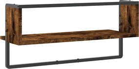 vidaXL Ράφι Τοίχου με Μπάρα Καπνιστή Δρυς 65x25x30 εκ.