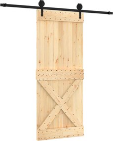 vidaXL Συρόμενη Πόρτα Φυσικό και Μαύρο 85 x 210 cm