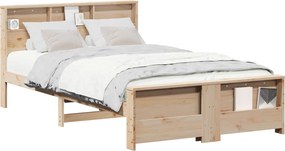 vidaXL Σκελετός Κρεβατιού με ράφι Καφέ 120 x 190 cm Στερεό πεύκο