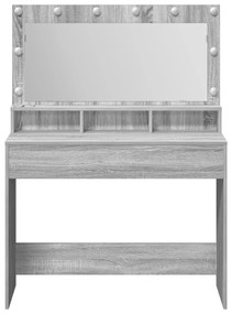vidaXL Τραπέζι Μακιγιάζ με Φωτιστικά LED Γκρι Σομπόνα 100x41x135 εκ