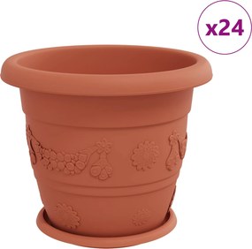 vidaXL Γλάστρες φυτών 24 τμχ. Κεραμιδί Ø 34 x 28 εκ Πλαστικό