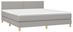 Κρεβάτι Boxspring με Στρώμα &amp; LED Αν.Γκρι 160x200 εκ Υφασμάτινο - Γκρι