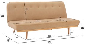 Καναπές - Κρεβάτι C3168.07 3θέσιος Βελούδο Μπέζ 193x85x88Υ εκ. 193x85x88 εκ.