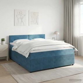 vidaXL Κρεβάτι box spring με στρώμα Σκούρο Μπλε 140 x 200 cm Βελούδο