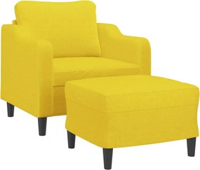 vidaXL Πολυθρόνα Ανοιχτό Κίτρινη 60 εκ. Υφασμάτινη με Υποπόδιο