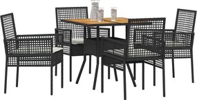 vidaXL Σέτ φαγητού για κήπο 5 pcs Μαύρο συνθετικό ρατάν