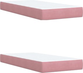 vidaXL Κρεβάτι Boxspring με Στρώμα Ροζ 200x200 εκ. Βελούδινο