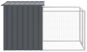 Σπιτάκι Σκύλου με Αυλή Ανθρακί 110x201x110 εκ. Γαλβαν. Χάλυβας - Ανθρακί