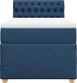 vidaXL Κρεβάτι Boxspring με Στρώμα Μπλε 90x190 εκ.Υφασμάτινο