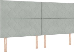 vidaXL Κρεβάτι box spring με στρώμα Ανοιχτό γκρι 200 x 200 cm Βελούδο