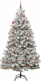 vidaXL Τεχνητό Χριστουγεννιάτικο Δέντρο Πράσινο και Λευκό 210 cm
