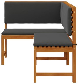 vidaXL Γωνιακή Παγκάκι Κήπου με Μαξιλάρια 140x100x91 εκ Μασίφ Ξύλο Ακακίας