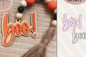Σετ των 2 Intra απο ξύλο plywood 3mm-4mm πάχος Boo Halloween Tag Δίασταση 15x15 cm INTRAFABR-74485223