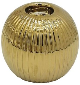 Κηροπήγιο Ρίγες 15-00-23720 Φ11,3cm Gold Marhome Κεραμικό