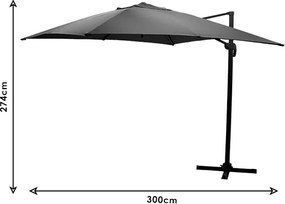 Ομπρέλα κήπου κρεμαστή Raffaella pakoworld αλουμινίου Φ3m ανθρακί