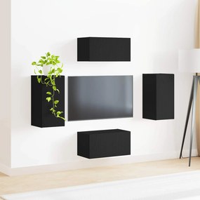 vidaXL Σετ επίπλου τηλεόρασης 4 pcs Μαύρο Επεξεργασμένο ξύλο