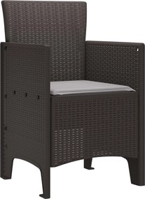 vidaXL Καρέκλα Κήπου 2 pcs Καφέ Πολυπροπυλένιο