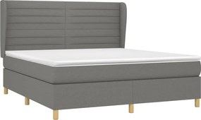 vidaXL Κρεβάτι Boxspring με Στρώμα Σκούρο Γκρι 180x200 εκ Υφασμάτιν