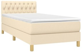 vidaXL Κρεβάτι Boxspring με Στρώμα Κρεμ 90x190 εκ.Υφασμάτινο