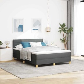 vidaXL LED Κρεβάτι με βάθρο Σκούρο Γκρι 160 x 200 cm ύφασμα