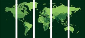 Λεπτομερής παγκόσμιος χάρτης με 5 μέρη εικόνα σε πράσινο - 200x100